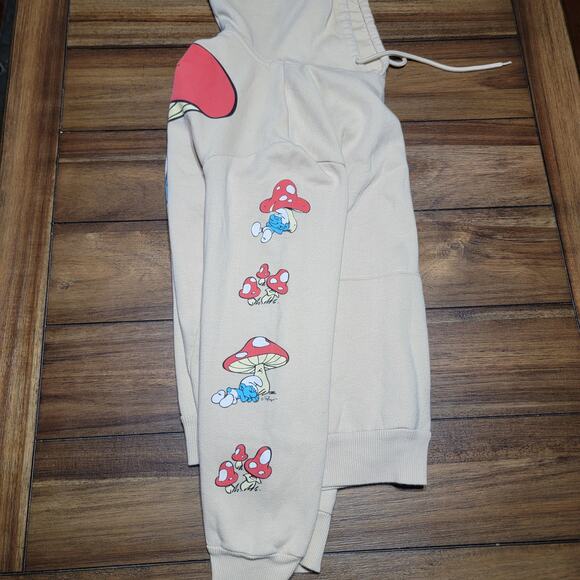 Smurfs LS Beige Unisex Hoodie Snooze Smurf - Size Medium - Picture 7 of 9